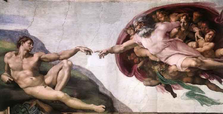 Michelangelo - Gud skapar Adam, 1508-1512, takfresk i Sixtinska kapellet, Vatikanen.